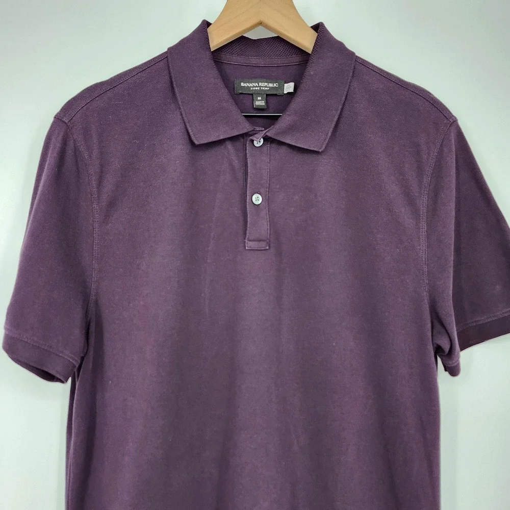 Banana Republic Mens Core Temp Polo‎ Size M Deep Purple Preppy Casual Everyday